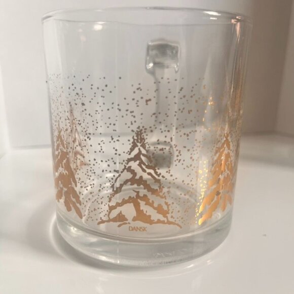 Vintage Dansk Golden Pines Glass Mugs Set Of 4 Versatile Holiday Christmas Winte - Picture 2 of 5